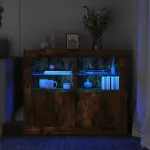 Dulapuri laterale cu lumini LED 2 buc. stejar fumuriu GartenMobel Dekor