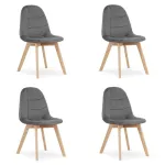 Set 4 scaune bucatarie/living, Artool, Bora, catifea, lemn, gri inchis, 44.5x54x81.5 cm GartenVIP DiyLine