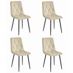Set 4 scaune bucatarie/living, Artool, Libra, catifea, metal, bej si negru, 44x40x88.5 cm GartenVIP DiyLine