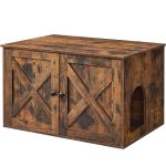 FEANDREA Cusca pentru pisici tip comoda, cu usi si perete despartitor, 80x53x50cm, maro Household NewTrend