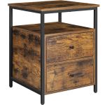 VASAGLE Noptiera cu compartiment deschis, 2 sertare, stil industrial, 45x45x60cm, maro rustic si negru Household NewTrend