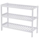 SONGMICS Raft de depozitare din bambus, cu 3 niveluri, 26x70x55cm, alb Household NewTrend