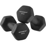 SONGMICS Set gantere hexagonale 2x5 kg, fonta cu invelis neopren, maner ergonomic antialunecare, negru Household NewTrend