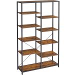 VASAGLE Biblioteca cu suport de depozitare pe 5 etaje, 30x100x170cm, stil industrial, maro rustic si negru Household NewTrend