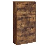 VASAGLE Dulap pantofi cu 3 usi rabatabile, din lemn, pentru 12-18 perechi, 60x24x120cm, maro rustic Household NewTrend
