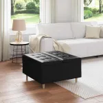 Scaun cu buton cu pernă Negru 80 x 80 x 45 cm Piele artificială GartenMobel Dekor