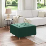 Scaun cu buton cu pernă Verde închis 80 x 80 x 45 cm Catifea GartenMobel Dekor