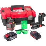 Nivela laser, verde, 360°, 3x3D, 20V Li-ion, cu suport magnetic, acumulator, incarcator, geanta, ochelari, placa tinta, 50 m, Worcraft GartenVIP DiyLine