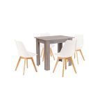 Leziter Set de masă Amina 4 1 alb-stejar York Mobalis Homvera