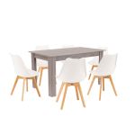 Leziter Set de masă Zara 6 1 alb-stejar York Mobalis Homvera