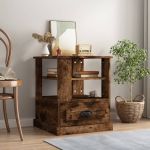 Masă laterală, stejar afumat, 50x50x60 cm, lemn prelucrat GartenMobel Dekor