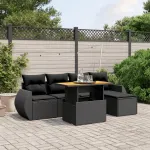 Set mobilier de grădină cu perne, 6 piese, negru, poliratan GartenMobel Dekor