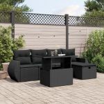 Set mobilier de grădină cu perne, 6 piese, negru, poliratan GartenMobel Dekor