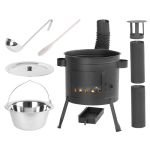 Set soba cu ceaun/tuci, cu burlane, 36 cm, ceaun de 13 L, polonic, lingura de lemn, Artool GartenVIP DiyLine