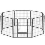 FEANDREA Tarc din panouri de fier pentru caini de talie mare, cu usa de acces, 160x160x80cm, gri Household NewTrend