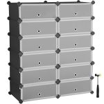 SONGMICS Etajera pantofi 83x31x105 cm, 12 compartimente modulare cu usi rabatabile, negru si alb Household NewTrend