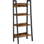 VASAGLE Biblioteca tip scara, cadru otel cu 4 polite din MDF, stil industrial, 56x34x138cm, maro rustic si negru Household NewTrend