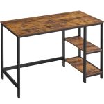 VASAGLE Birou cu 2 rafturi pe stanga sau dreapta, cadru din otel, 60x120x75cm, industrial, maro rustic si negru Household NewTrend