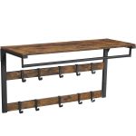 VASAGLE Cuier de perete cu raft de depozitare, 10 carlige, 30x80x42 cm, maro rustic Household NewTrend