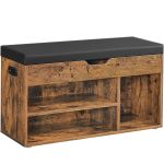 VASAGLE Pantofar cu banca, capitonata, 3 compartimente, sarcina 150 kg, 30x80x44cm, vintage, maro inchis Household NewTrend