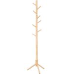 VASAGLE Cuier lemn masiv 47x47x175 cm, 8 carlige si inaltime reglabila, baza triunghiulara, natur Household NewTrend