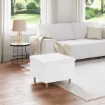 Ottomană de depozitare Alb 60 x 60 x 45 cm Piele artificială GartenMobel Dekor