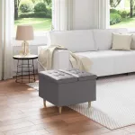 Ottomană de depozitare Gri 60 x 60 x 45 cm Piele artificială GartenMobel Dekor