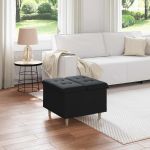 Ottomană de depozitare cu pernă Negru 60 x 60 x 45 cm țesătură GartenMobel Dekor