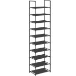 SONGMICS Raft de depozitare pantofi pe 10 niveluri, metal, instalare modulara, 28x45x173cm, negru Household NewTrend