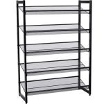 SONGMICS Raft de depozitare pantofi pe 5 niveluri, metal, rafturi plate sau unghiulare reglabile, 31x74x104cm, negru Household NewTrend