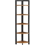 VASAGLE Biblioteca de colt cu 5 etaje, cadru metalic, 150x30x30cm, stil industrial maro rustic si negru Household NewTrend