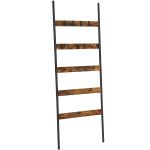 VASAGLE Cuier baie tip scara inclinata, cadru din otel cu 5 nivele, agatatori detasabile, 65x178cm, maro rustic si negru Household NewTrend