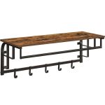 VASAGLE Cuier de perete cu raft de depozitare, 5 carlige, 30x80x27 cm, maro rustic Household NewTrend