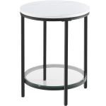 VASAGLE Masa rotunda, cu cadru de otel, noptiera, 45x55cm, negru cu blat alb aspect marmura Household NewTrend