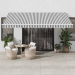 Copertină retractabilă automat cu LED, antracit/alb, 450x350 cm GartenMobel Dekor