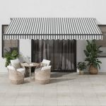 Copertină retractabilă manual, antracit/alb, 450x350 cm GartenMobel Dekor