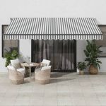 Copertină retractabilă manual cu LED-uri antracit/alb 450x350cm GartenMobel Dekor