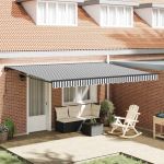 Cortina Retractabilă Manual Antracit și Alb 450 × 300 cm GartenMobel Dekor