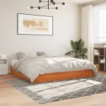 Cadru de pat fără saltea, maro ceruit 200x200 cm lemn masiv pin GartenMobel Dekor
