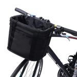 Cos bicicleta fata 34x24x25 cm, aluminiu si material textil, sistem click, cu husa ploaie, negru Household NewTrend