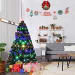 Brad artificial, iluminat cu fibra optica si led-uri, 180 cm, suport metalic inclus MultiMark GlobalProd