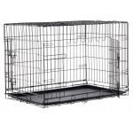 Cusca metalica pliabila pentru animale, cu maner si tava detasabila, 107x69x76 cm, negru Household NewTrend