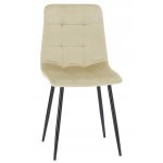 Scaun living tapitat cu catifea, spatar matlasat, 44x54x89 cm, bej Household NewTrend