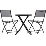 Set mobilier balcon pliabil cu masa sticla si 2 scaune, structura metalica, 60x70 cm, negru Household NewTrend