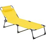 Sezlong 5Five Beach Chair, cadru metalic, pliere compacta, 173x56x27 cm, galben Household NewTrend