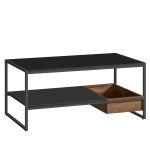 VASAGLE Masuta cafea cu sertar si raft inferior, structura otel, 100x55x45 cm, negru Household NewTrend