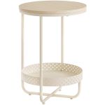 VASAGLE Masuta laterala tip noptiera, rotunda cu cos depozitare, cadru metalic, 40x55 cm, crem Household NewTrend
