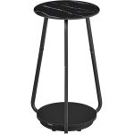 VASAGLE Masuta rotunda tip noptiera, blat din sticla si raft inferior din PAL, cadru metalic, 30x30x55 cm, negru Household NewTrend