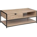 Masuta cafea 5Five Aliaj cu design rectangular, finisaj stejar, 100x40x50 cm, bej Household NewTrend