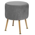 Taburet Atmosphera Solaro rotund cu baza aurie, 35x41 cm, gri Household NewTrend